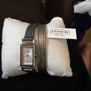Coach silver double wrap watch